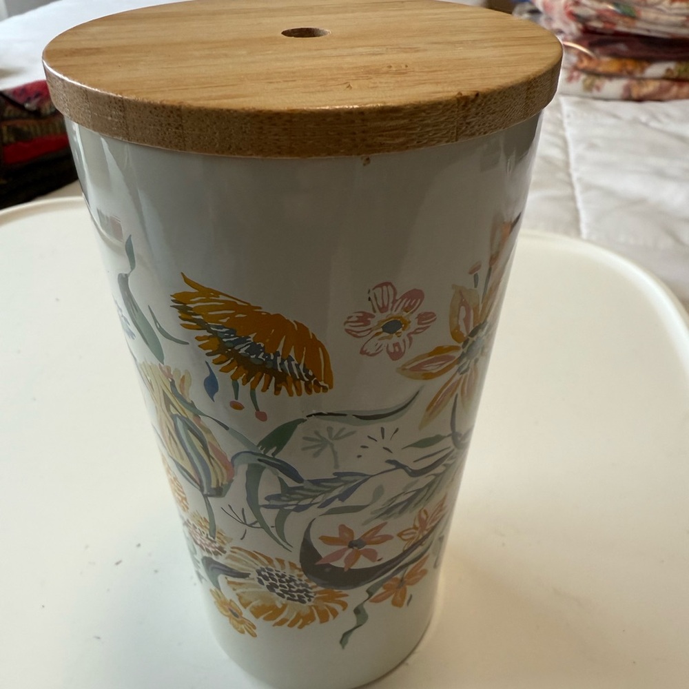 Threshold stainless steel Floral Drinkware with Bamboo Lid .